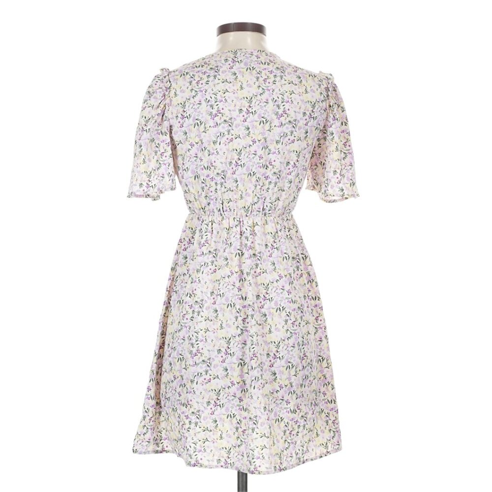 Vero Moda women's "Jeyne" Lavender/Yellow Floral Print Dress On White - Size XS - Picture 3 of 10